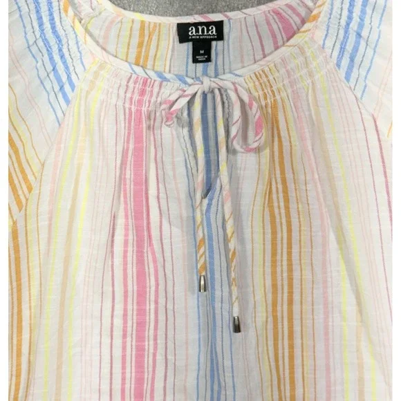 Ladies Ana A New Approach Ladies Medium Shirt Rainbow Striped Boho Top - Picture 1 of 4